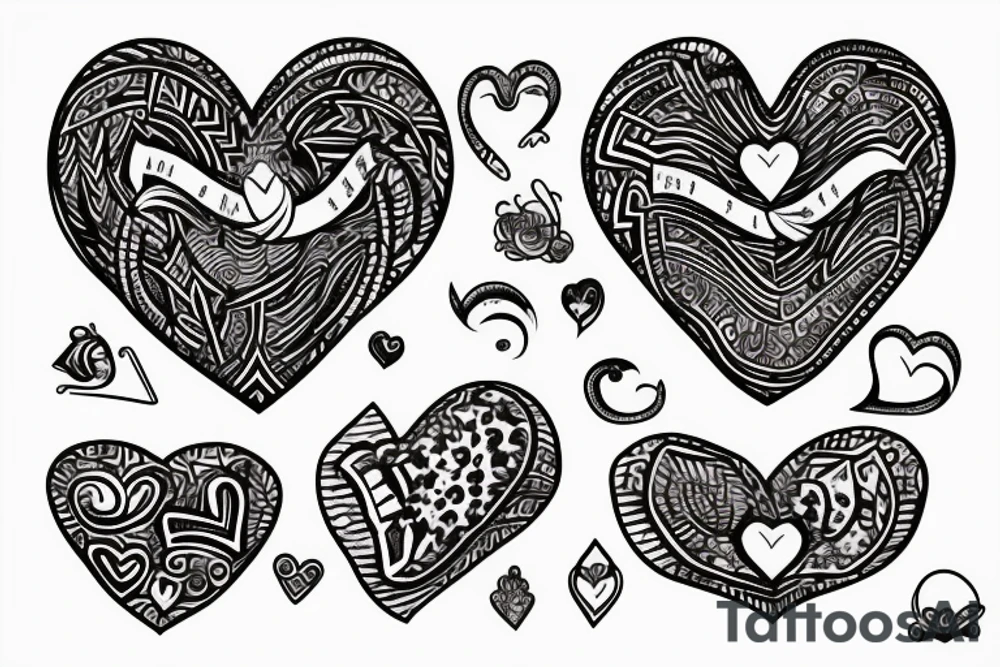 A heart with the words “Ifunanya” and “Tari” tattoo idea