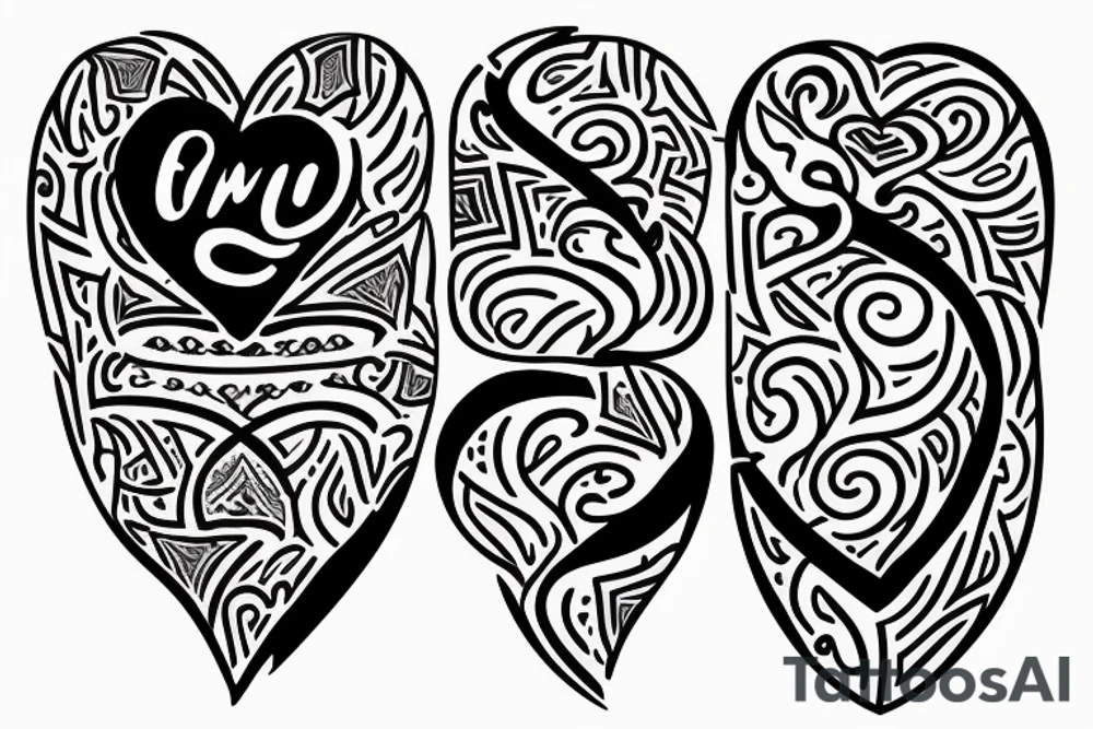 “Ifunanya” and “Tari” written in a heart tattoo idea