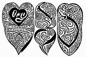 “Ifunanya” and “Tari” written in a heart tattoo idea