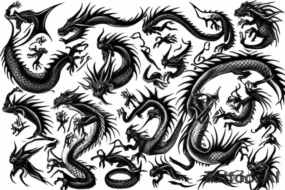 Dragon that eat a man tattoo idea