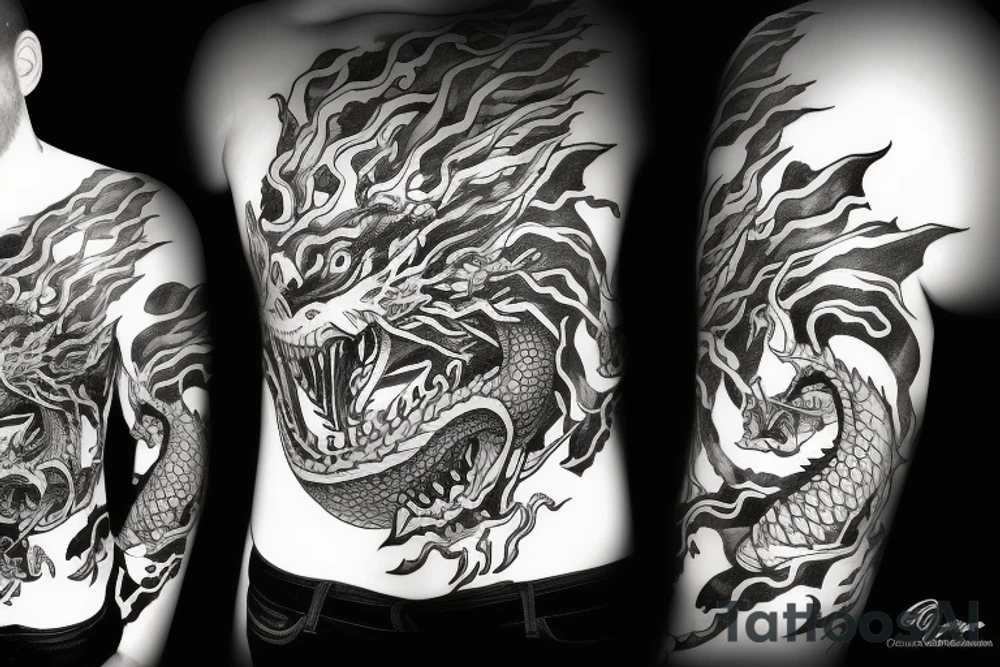 Dragon that eat a man tattoo idea