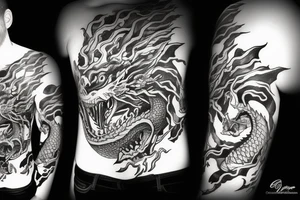Dragon that eat a man tattoo idea