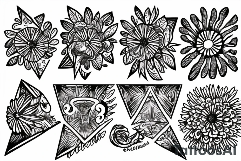 bird set free, zinnias, sunshine, aquarius, triangle tattoo idea