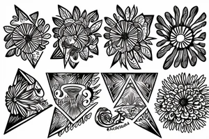 bird set free, zinnias, sunshine, aquarius, triangle tattoo idea