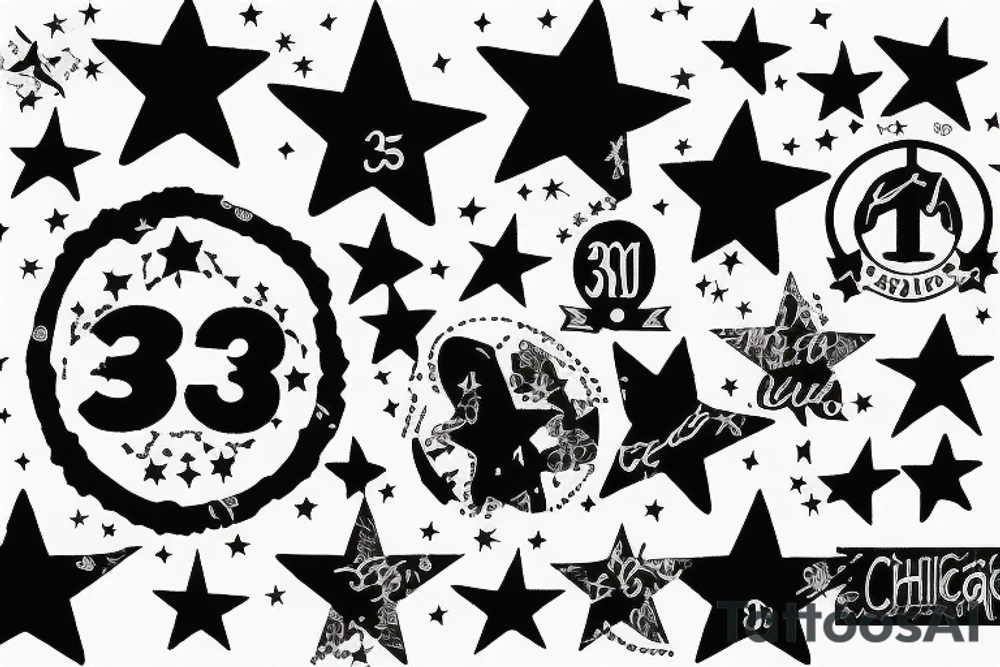 Chicago silhouette with 4 stars and the number 312 tattoo idea