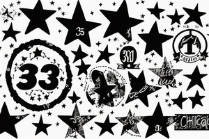 Chicago silhouette with 4 stars and the number 312 tattoo idea
