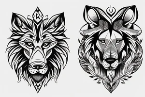 Lion, wolf, elephant,deer tattoo idea