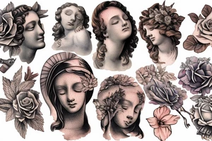 renaissance statue hushing eyes xed out tattoo idea