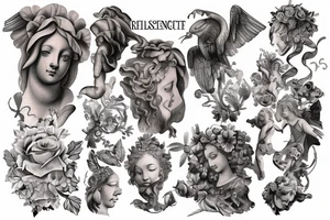 renaissance statue hushing eyes xed out tattoo idea