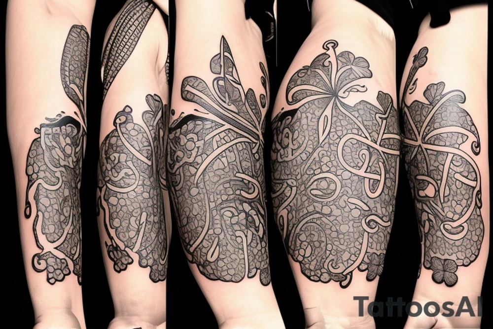 male tattoo representing a four-leaf clover whose stem forms the letter S tattoo idea
