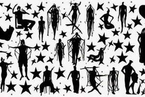 silhouette of a man, in the background stars and lines tattoo idea