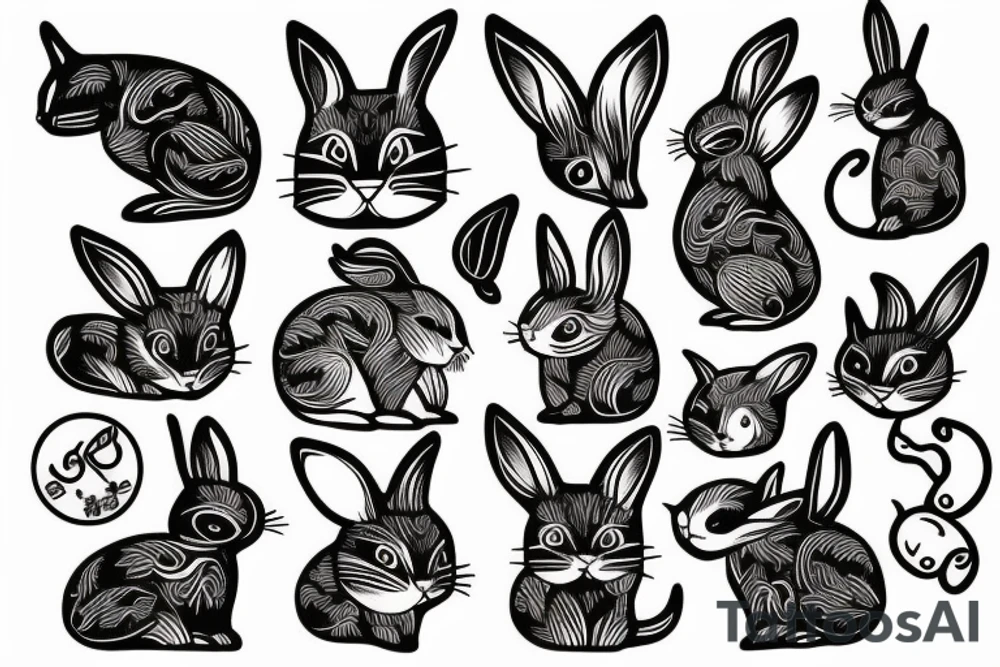 Rabbit tattooing cat tattoo idea