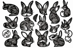 Rabbit tattooing cat tattoo idea