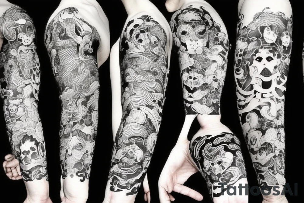 Half nordic ans half japanese demon head tattoo idea