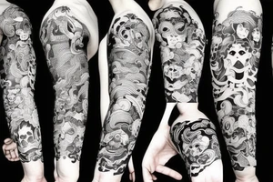 Half nordic ans half japanese demon head tattoo idea