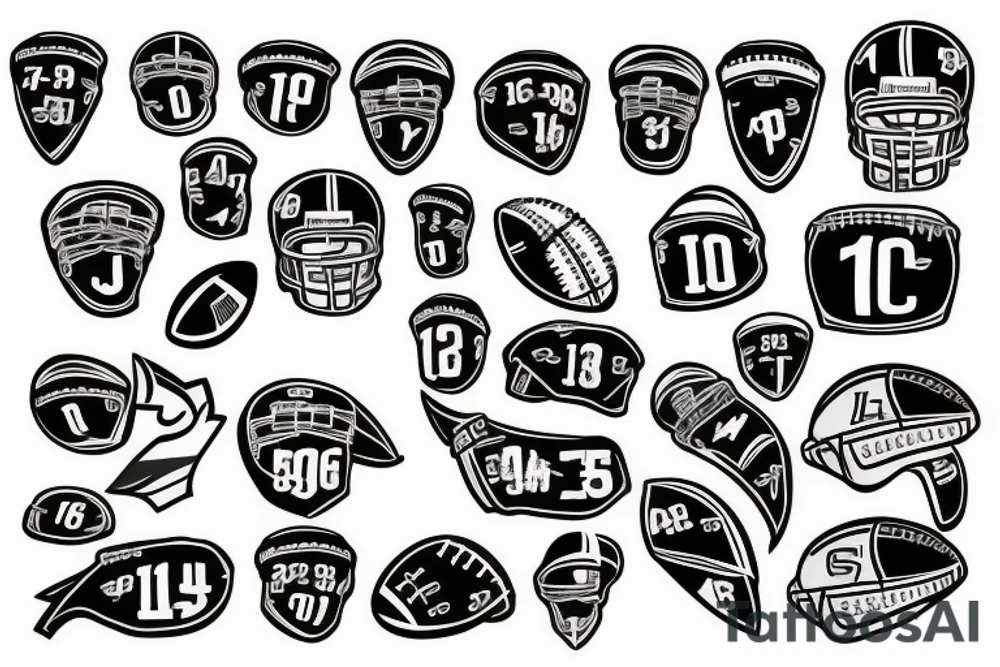 a football tattoo with the number 14 tattoo idea