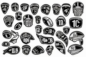 a football tattoo with the number 14 tattoo idea
