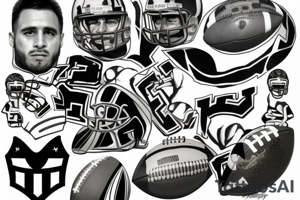 a football tattoo with the number 14 tattoo idea