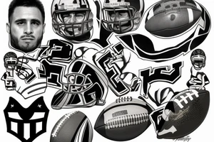 a football tattoo with the number 14 tattoo idea