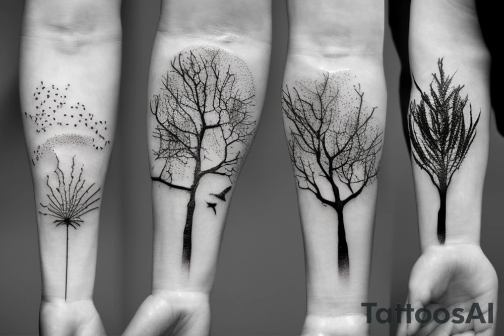 Broken sandglass with tree roots tattoo idea