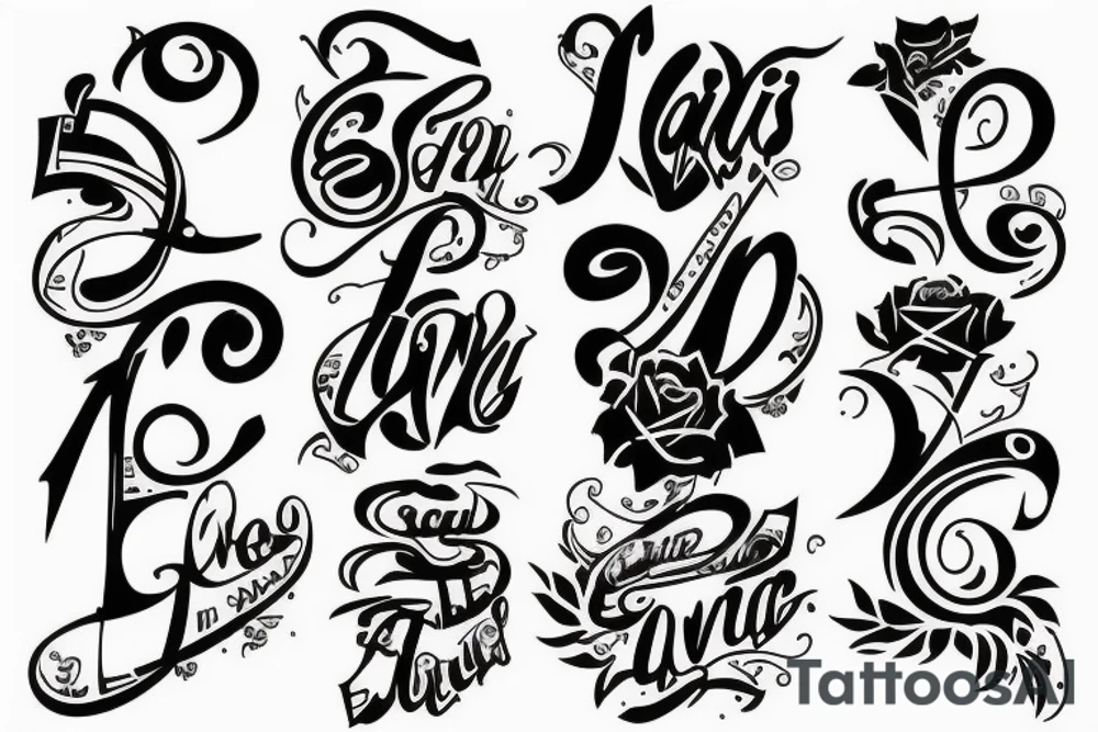 Text tattoo “4L” tattoo idea
