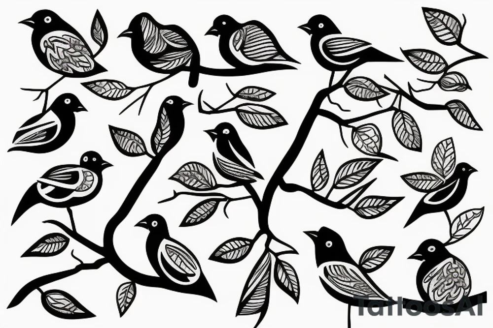 3 birds on a branch tattoo idea