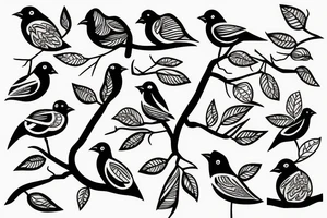 3 birds on a branch tattoo idea