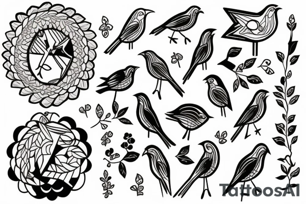 3 birds on a branch tattoo idea