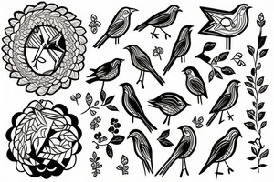 3 birds on a branch tattoo idea