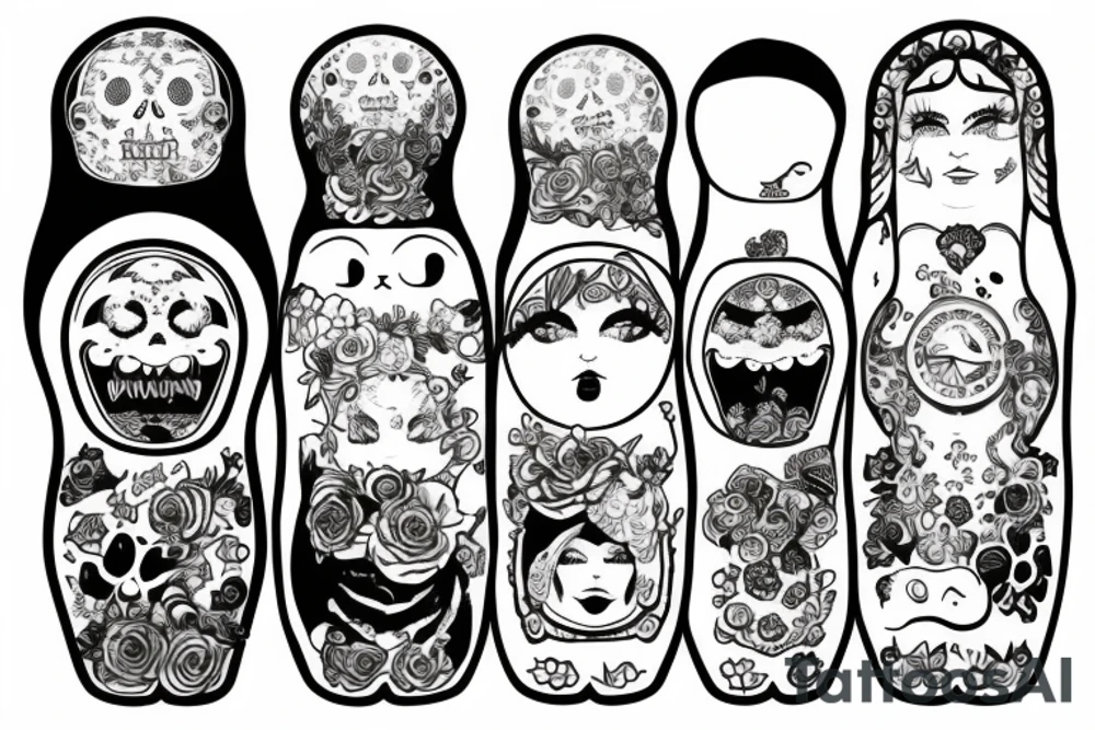 russian doll, outside happy, inside crying tattoo idea