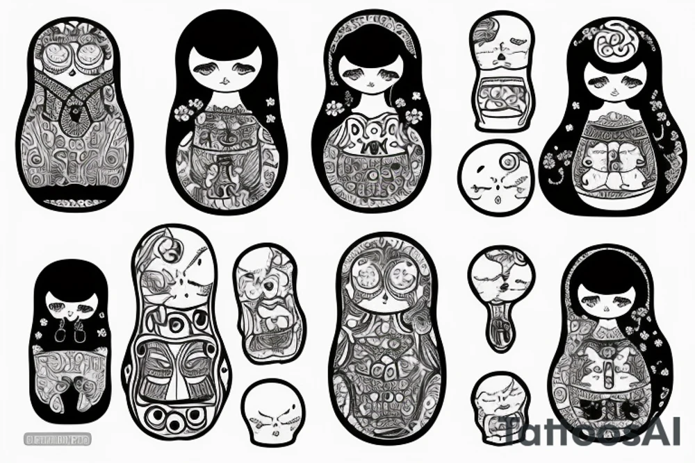 russian doll, outside happy, inside crying tattoo idea