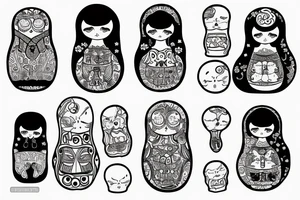russian doll, outside happy, inside crying tattoo idea