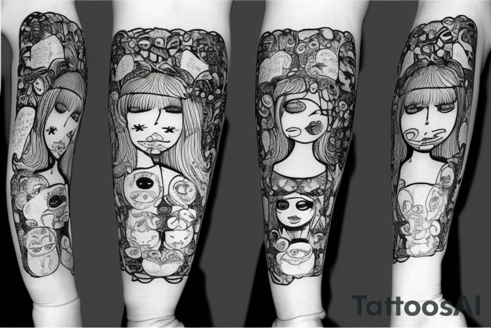 russian doll opened, with the outer par happy and the inner part sad tattoo idea