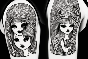 russian doll opened, with the outer par happy and the inner part sad tattoo idea
