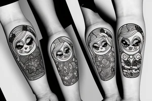 russian doll opened, with the outer par happy and the inner part sad tattoo idea