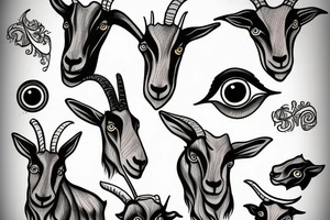 Goat with fired eyes tattoo idea