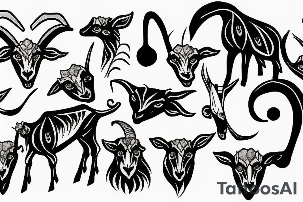 Goat with fired eyes tattoo idea