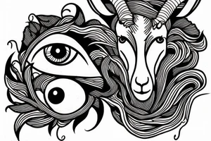 Goat with fired eyes drawer only with lines tattoo idea