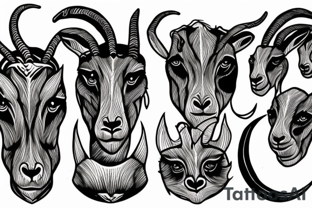 Goat with fired eyes drawer only with lines tattoo idea