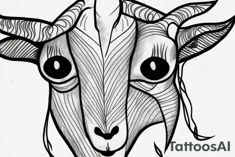 Goat with fired eyes drawed only with lines tattoo idea