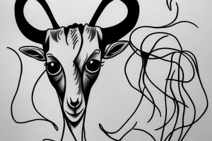 Goat with fired eyes drawed only with lines tattoo idea