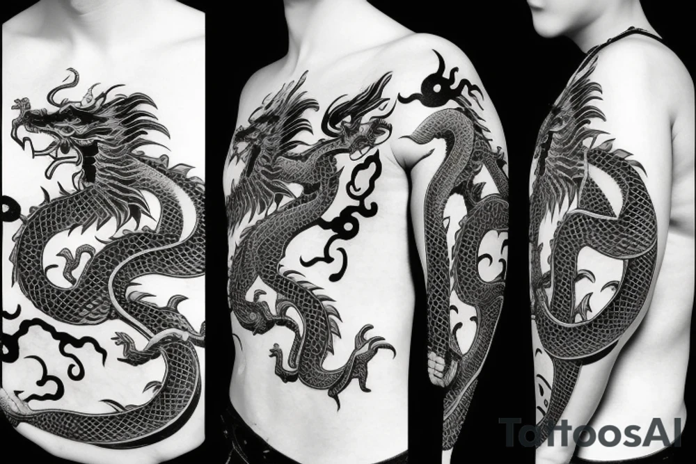chinese style dragon surrounding an orb tattoo idea