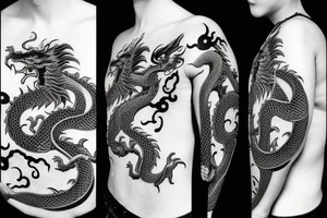 chinese style dragon surrounding an orb tattoo idea