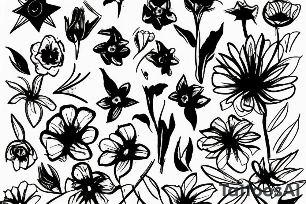 Andy Warhol sketches the flower from my garden tattoo idea