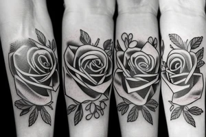Says family first with rose dove and cross tattoo idea
