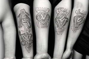 Small, simple tattoo for 3 siblings with letters R, W, and M tattoo idea