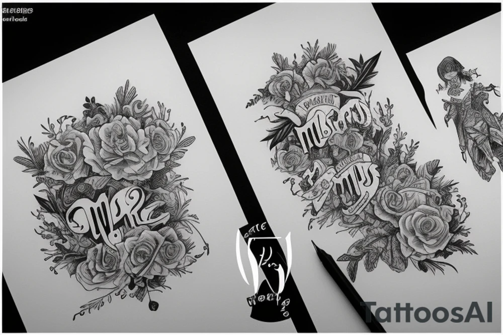 3 siblings with letters R, W, and M tattoo idea