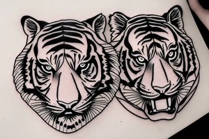 Tiger cuddling with cub tattoo idea