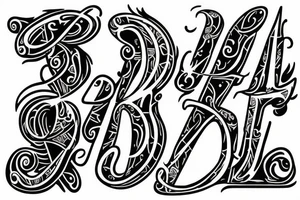 Create a tattoo with the letters: J,H,C,A,M tattoo idea