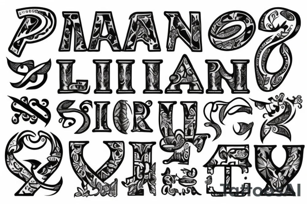 Create a single shape tattoo with the letters: J,H,C,A,M tattoo idea Create a single shape tattoo with the letters: J,H,C,A,M tattoo idea
